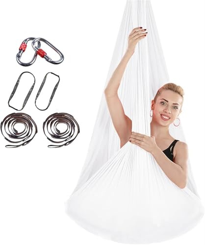 PRMTYUP Aerial-Yoga-Handtuch, DIY-Premium-AusrüStung Yoga-Tuch, Elastisches Anti-Schwerkraft-Yoga-Set Mit HäNgematte Mit StoffzubehöR, Verstellbare Yoga-HäNgematte,017,4m