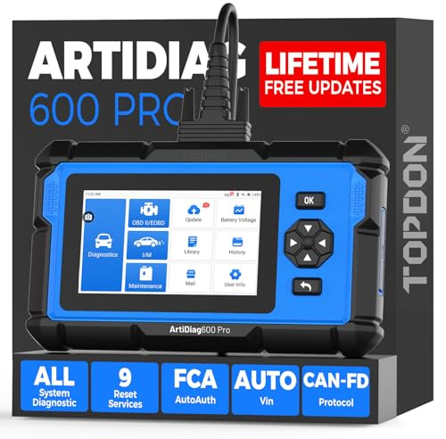 TOPDON ArtiDiag600 Pro, OBD2 Scanner Diagnostic Tool for All Systems, Code Reader Scan Tool with 9 Essential Maintenance Functions, Upgraded Version of AD600S/AD500, Lifetime Free Update
