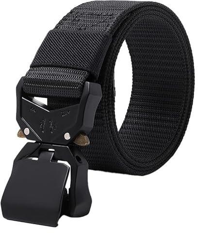 shenky, cintura per sollevamento pesi, cintura per attrezzi, 180 cm, cintura da uomo, chiusura rapida, cintura militare, per escursioni, cintura da lavoro, colore nero, Nero , 4cm Breite
