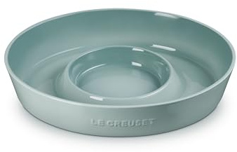 Le Creuset Stoneware Signature Oval Chip and Dip Platter, 13, Sea Salt