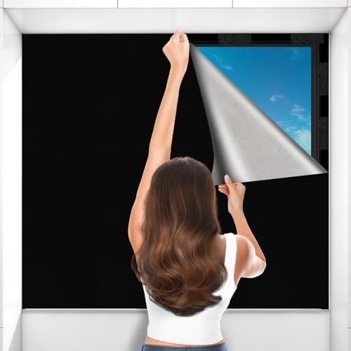 LALAGO 100 x 145cm Dachfenster Verdunkelung mit 35 Klett und 6 Saugnäpfen, 100% Verdunklung-sstoff und -srollos Blackout Innen ohne Bohren für Fenster und Velux für Schlaf- und Kinder-Zimmer, Auto