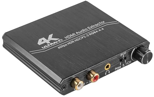 Laroal Audio Extractor, Audio-Splitter zum optischen Stereo-Konverter mit Lautstärkeregler, Digital-Analog-Ausgang für Heim-Audiosysteme, TV