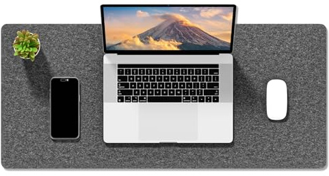 Auhoahsil Filz-Schreibtischmatte, minimalistisches großes Mauspad, XL, 80 x 30 cm, Schreibtischunterlage für Desktop, Tastatur, Laptop, Computer, Büro, Arbeit von zu Hause, Gaming, Grau