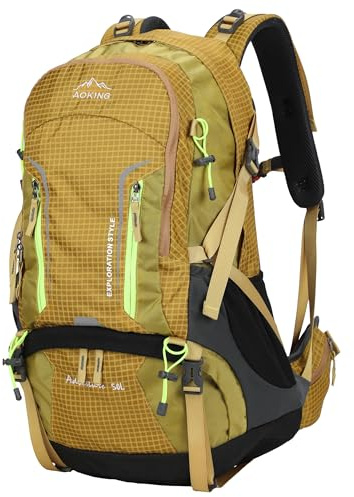 Aoking, Mochila para senderismo/escalada,40L_YJN79807,50L_YJN67363,Elementos estándar: tabla de malla de flujo de aire extraíble,impermeable,silbato SOS,protector de lluvia,Opciones: burbuja de agua 2