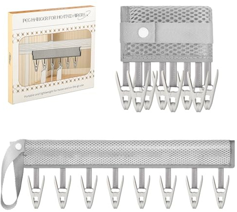 Mellbree 2Pcs Sock Peg Hanger for Heated Airers Sock Dryer with 8 Hooks | 40cm/Sturdy Clips for Socks/Lingerie, Ideal for Travel & Home