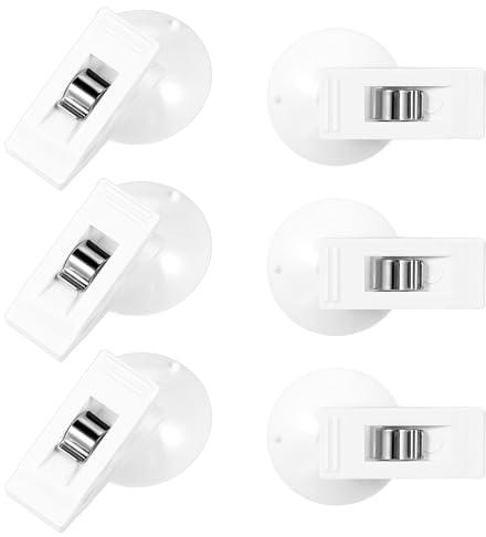 6 clip per tenda da doccia con ventosa, supporto autoadesivo, clip per tenda da doccia, antivento, protezione in PVC, per tenere tenda da doccia, accessori intelligenti