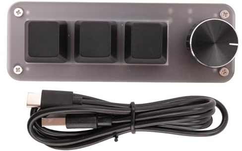 Lonrtesw Mini Clavier Filaire USB à Trois Touches Clavier de Contrôle du Volume de Bureau pour Ordinateur Portable Noir