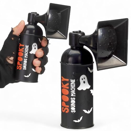 MIJOMA Halloween Tröte mit 6 Grusel-Sounds – Soundmaschine für Halloweenparty, Fasching & Events – Handliches Spaß-Gadget – Schwarzes Design mit Geistern & Fledermäusen