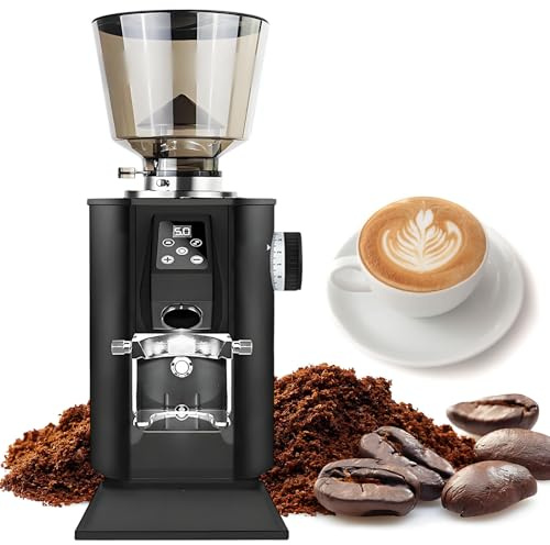 Molino Cafe, Molinillo De Café Comercial, Molinillo Cafe Eléctrico con 9 Configuraciones, Pantalla LED Y Dosificación Doble, Molinillo De Café Expreso Comercial con 450g Tolva Black