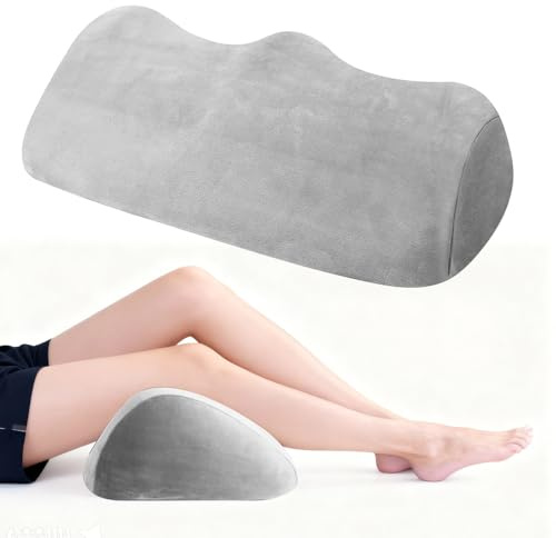 RNPKZ Half Moon Memory Foam Pillow,Bolster Pillow for Legs,Leg Elevation Pillow,Removable Orthopaedic Bolster Pillow for Back Legs Side Sleepers Post-Surgery Footrest Lumbar Relax,51x28x14cm (Grey)