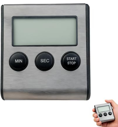Reloj Despertador Digital Mini Multifuncional con Temporizador De Cocina - Temporizador De Cuenta Atrás De 100 Minutos En Acero Inoxidable Negro para Uso Doméstico Y Oficina, Temporizador Cocina