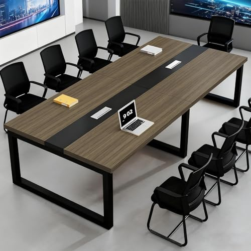 Großer Konferenztisch – Bürotisch aus Massivholz für 6–12 Personen, Drahtmanagementbox, mehrere Größen und Farben, ideal für Sitzungssäle und Trainingsräume (Stühle nicht im Lieferumfang enthalten)