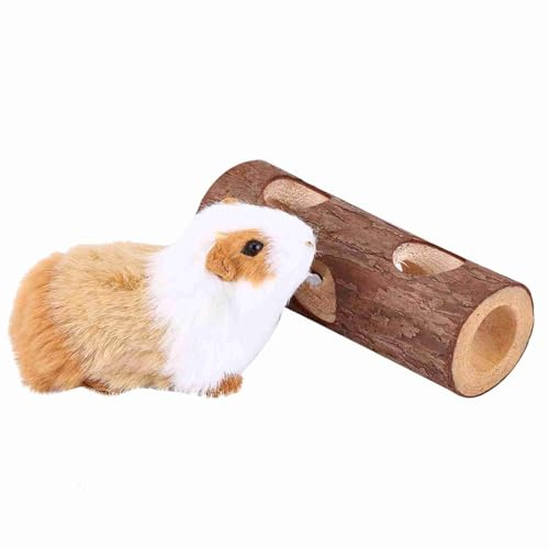 Generic Träningstunnel för Hamster i Naturligt trä, Säker Tuggleksak för Marsvin, Leksak för Husdjurstunnel (Små)