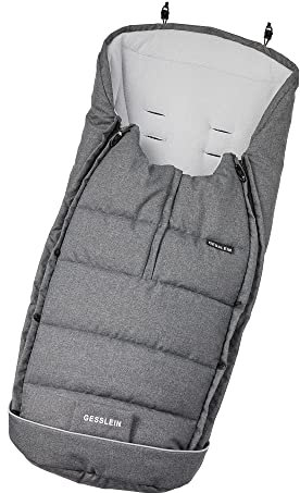 Gesslein Fußsack Igloo, Babyfußsack (mitwachsend & rutschsicher, geschützter Kopfbereich, pflegeleichter Fußsack Kinderwagen), grau meliert