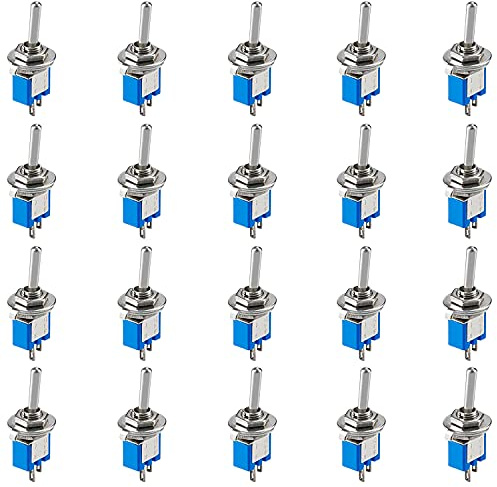 PerfectHD Mini Kippschalter - Minischalter - 2 Kontakte - WippSchalter - 3A 125V - blau - 20er-Set - 8 Varianten