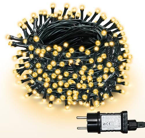 WISD LED Lichterkette 33m, 300er Warmweiß - Dimmbare Weihnachtsbeleuchtung auf Dunkelgrün Kabel mit 12 Modi, Timer und EU Stecker - Innen und Außen Deko für Weihnachtsbaum, Balkon, Zimmer, Garten