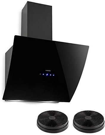 Klarstein Annabelle 60 - Cappa da Cucina, Cappa Aspirante, Cappa a Parete, Set di Ricircolo, 3 Livelli di Potenza, 650 m³/h, Acciaio Inox, Timer Spegnimento, 2 Filtri, Nero