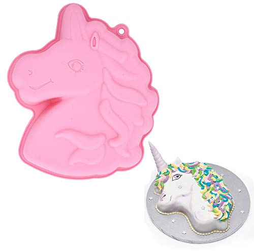 MoldFun Einhorn-Kuchenform, BPA-frei und antihaftbeschichtet, Pony-Pferdkopf-Silikon-Backform für Mädchen, Einhorn-Geburtstagsparty, Backzubehör, Utensilien, Werkzeuge