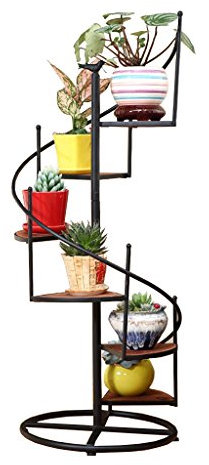 Blumentopfhalter 6/8 Tiers drehen Leiter Blumen Racks mit Holz und Eisen Metall - Garten Treppen Blumentöpfe Halter Indoor Storage Ecke Regal für Wohnzimmer/Balkon Blumentreppen
