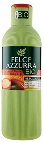 Felce Azzurra Bio - Bagnoschiuma Argan e Miele Dolce e Nutriente, Bagno Schiuma Profumato Idratante, Detergente Delicato per Pelle Morbida, Bagnodoccia Certificato e Dermatologicamente Testato, 500 ml