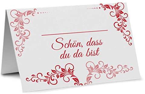 Partycards Tischkarten Geburtstag, Tischkarten Hochzeit, Tischdeko Hochzeit, Hochzeitsdeko Tisch - 50 Stück, Namensschilder, DIN A7, Platzkarten Kommunion, Namenskarten Konfirmation, Taufe