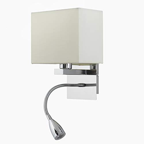 ONLI Bed Applique Lampada da Lettura con Paralume in Tessuto Avorio