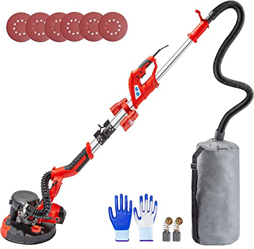 VEVOR 850 W Levigatrice a Muro, Lucidatrice per Lavori a Secco, Levigatrice Telescopica per Pareti e Soffitti, Levigatrice a Giraffa, Ideale per Levigare Soffitti e Pareti, Rosso