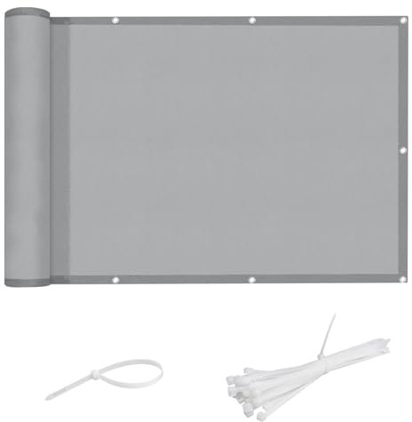 LOVE STORY Balkon Sichtschutz 75x500cm Wetterfest, PES Balkonabdeckung Balkonbespannung Balkonumspannungen Balkonverkleidung, Blickdicht Windschutz,mit Kabelbindern für Außengeländer,Grau