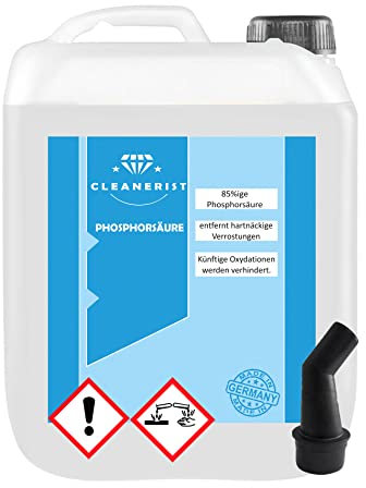 Die Seifenblase Cleanerist Phosphorsäure 85% mit Ausgießer I H3PO4 - E338 I Rostumwandler I Kalklöser I Urinsteinlöser I 5 Liter im Kanister