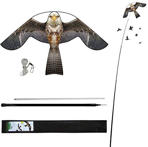 Laptony Bird Scarer Flying Kite Crops Farm Protector Bird Hawk Flying Kite with 4m Telescopic Pole