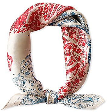 LumiSyne Seidenschal Damen Quadratischer Schal Retro Künstlerisch Gedruckte Weich Satin Leicht Seidentuch Vierecktuch Bandana Kopfschmuck Halstuch