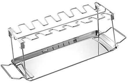 TopHomer Grille de cuisson pliable pour pattes de poulet, 14 fentes pour rôtir au four ou barbecue avec plateau d'égouttement polyvalent