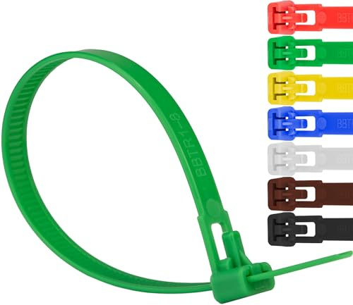 Safetytex Kabelbinder 7,6 mm UV-beständig 100 Stück (Grün,540mm) | Wiederlösbar, wiederverwendbar, wiederverschließbar, robust, langlebig, flexibel, für Innen- und Außenbereich