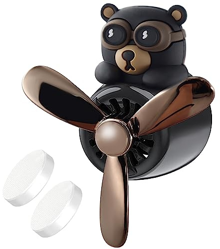 Bär Pilot Auto Lufterfrischer, Lufterfrischers Auto mit 2 Dufttabletten | Bär Pilot Duftclip für Fahrzeuglüftung,Auto Aromatherapie Diffusor,Car DiffuserAuto,Vent ClipAuto,Clip Medaillon Schwarz