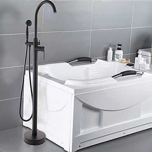 Freistehend Badewannen Wannen Armatur Wannenmischer Standarmatur Handbrause Wannenarmatur Stehend FüR Badewanne Freistehende Schwarz Mischbatterie Brausegarnitur Badewannenarmatur Duscharmatur