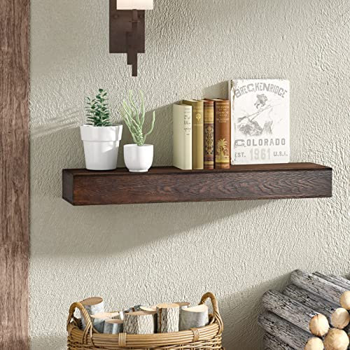 JOLLYMER Schwimmendes Holz-Kaminregal, rustikales Kaminsims-Dekor, Bauernhaus-Regal (121,9 cm B x 15,2 cm T x 15,2 cm H)