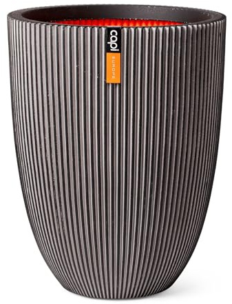 Capi Europe - Gefäß elegant niedrig Groove NL - 34x46 - Anthrazit - Blumentopf für den Innen- und Außeneinsatz - Übertopf - Pflanztopf - Pflanzgefäß - Kunststoff - KGVZ782