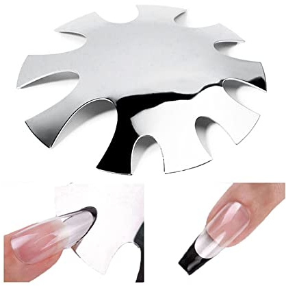 SHTGOI French Nails Schablone Edelstahl Maniküre Rand Trimmer French Smile Line Nagelwerkzeug Nagel Kunst Kante Trimmer Nagelkunst Kantenschneider für DIY Schönheitssalon Nagelanfänger Silber 10#