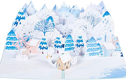 Pop Up Geburtstagskarte 3D,Vier-Jahreszeiten-Thema,Winter