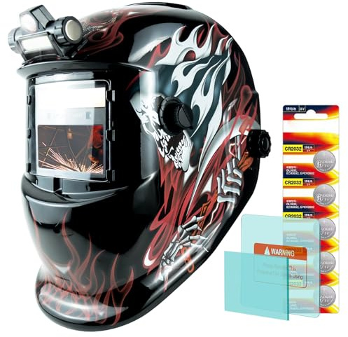 TRQWH Welding Helmet with Light True Color Auto Darkening Welding Helmets for Men Solar Powered Welding Hood with 2 Arc Sensor Wide Shade 4/9-13 for TIG MIG ARC Cool Welder Mask