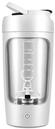 Milageto Elektrische Protein-Shaker-Flasche, 650 ml, leistungsstarke Mixer-Flaschen, wiederaufladbare Shaker-Becher, Mixer-Becher für Milch, Milchshakes, Weiß