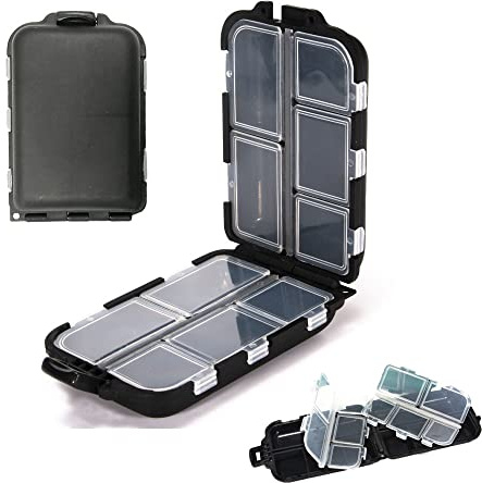 zalati Lot de 2 boîtes de rangement portables avec 10 compartiments, Accessoires Peche pour hameçons et appâts