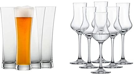 Schott Zwiesel Weizenbierglas Beer Basic 0,5 l (4er-Set) (130007) & Digestifset Classico (6er-Set), klassische Schnapsgläser mit Stiel, spülmaschinenfeste Tritan-Kristallgläser (120518)