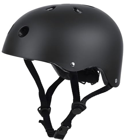 LeapBeast Hjälm vuxen barn hjälm, cykel herr dam anti-chock skydd för multisport cykling skridskoåkning skoter skateboard (svart, S)