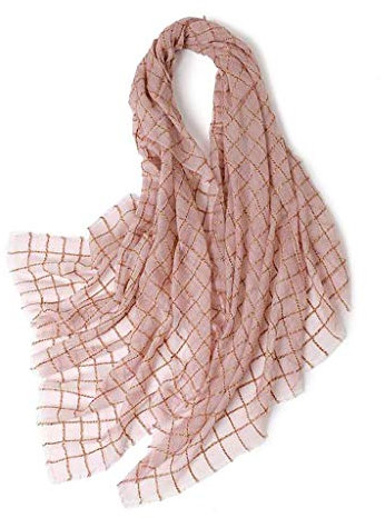Warmer Deckenschal für Damen, Winter, groß, kariert, Schals, Wickel, Wollschal, Pashmina, heller Tartan-Schal, Wickel-Herbstmode (Farbe: Grau) (Rosa A)