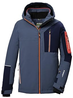 killtec Skidjacka för pojkar, funktionell jacka med huva och snöfall, KSW 391 BYS SKI JCKT, blågrå, 152, 42100-000