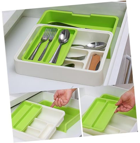 IMIKEYA Erweiterbarer Küchenutensilien Organizer Mit Teleskopfunktion Verstellbarer Besteckschublade Organizer Aus Bpa-freiem Pp Flexible Trennwände Zur Individuellen Aufteilung Für Schrei