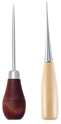 SMTCM Vorstecher mit Holzgriff Prickelnadel Schneiderahle Professionelle Ahle Lederverarbeitung Werkzeug zum Nähen für Hausreparatur Holzarbeiten Schneiderarbeiten Lederarbeiten Punching