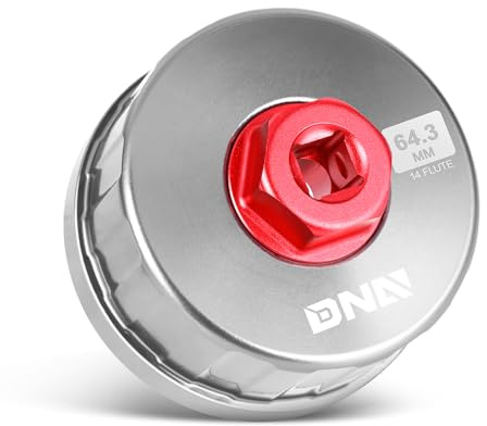 DNA MOTORING Oil Filter Wrench 64.3mm 14 Flute Filter Cap Socket Remover Tool Compatible with Toyota Lexus Scion, Precision CNC Machined Aluminum, TOOLS-00540