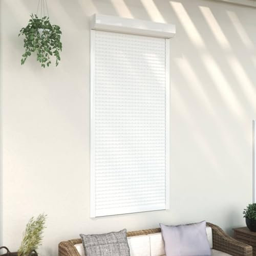 Homgoday Rollladen Aluminium Rollladenpanzer Behang Rolladen Rolladenbehang Vorbaurollladen Vorbaurolladen Rolllade für Fenster 100x210 cm Weiß